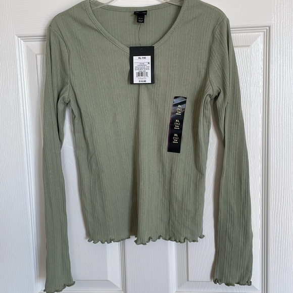 New! Art Class Girls' Long Sleeve Cinched Shirt - Olive Green Size XL (14) - Picture 4 of 9